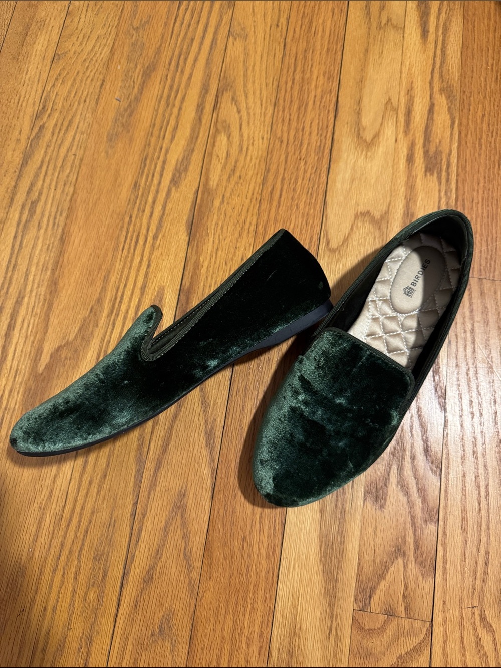 Birdies “The Heron” Olive Green Velvet Loafers 7.5 - Picture 3 of 5